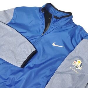 Nike Golf Quarter Zip Pullover Mens Large Blue Hazeltine Ryder Cup Windproof